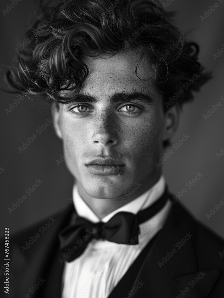 A black and white image of a man in a tuxedo. retro image of a handsome man A black and white image of a man in a tuxedo. retro image of a handsome man