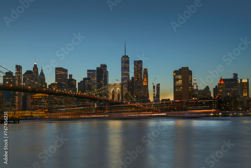 Fototapeta Naklejka Na Ścianę i Meble -  Panorama New York City at night in monochrome