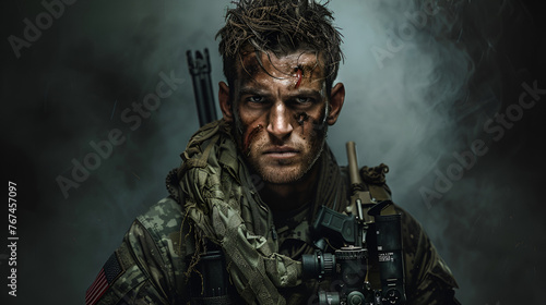  Military Sniper Scar Face photo