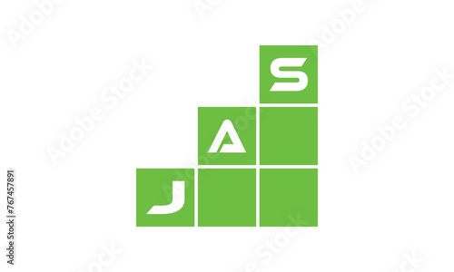 JAS initial letter financial logo design vector template. economics, growth, meter, range, profit, loan, graph, finance, benefits, economic, increase, arrow up, grade, grew up, topper, company, scale