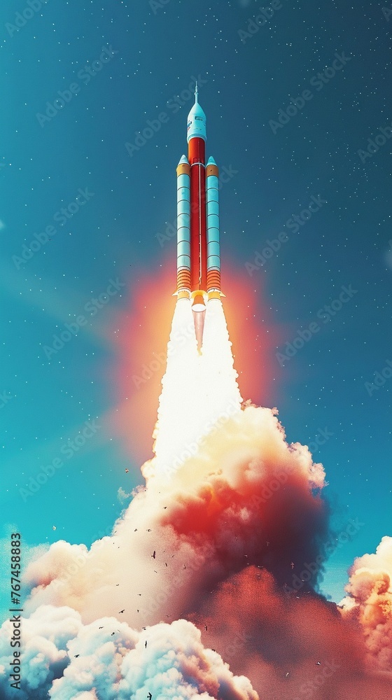 Launch of a Bung Fai rocket clear blue sky
