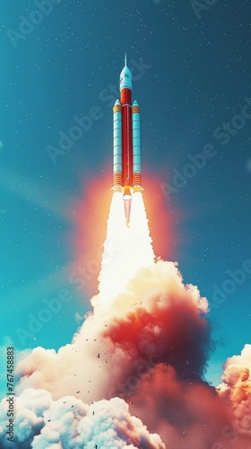 Launch of a Bung Fai rocket clear blue sky