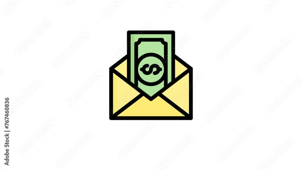  icon animation in flat line style on white background