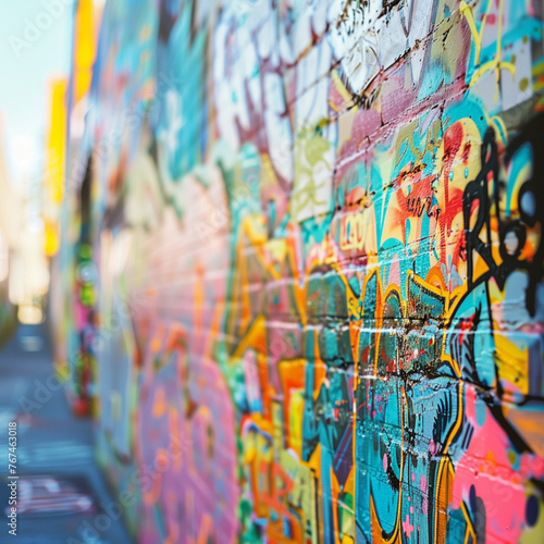 Vibrant Graffiti Art on Urban Street Wall © HustlePlayground