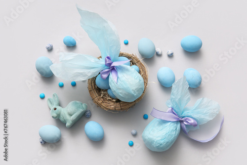 Pastel blue easter eggs and...