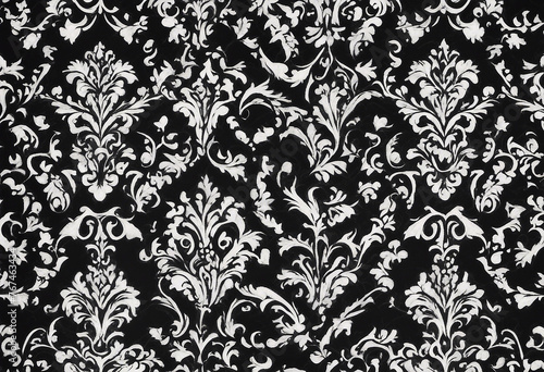 Black and white damask pattern background