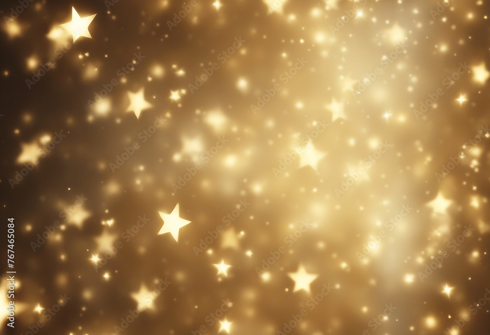 Gold background with light effects and shiny stars