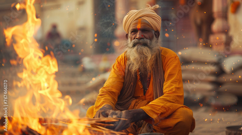 Indian Panjabi man celebrating Lohri festival, Baisakhi Festival, © Muqeet 