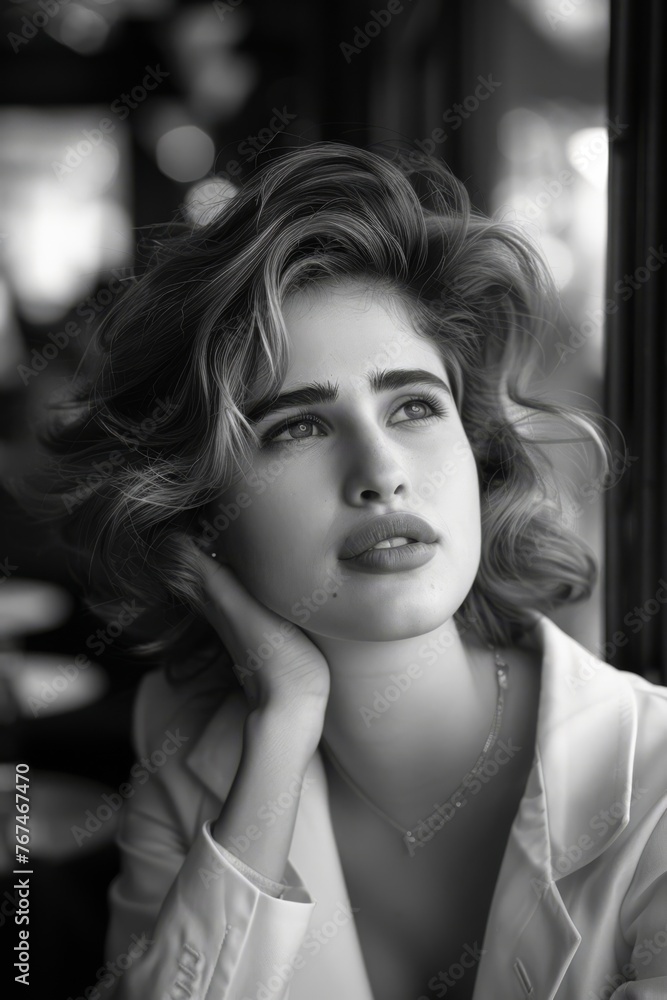 A black and white image of a woman A black and white image of a woman