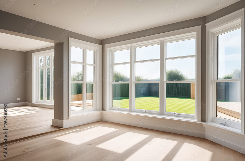 Home refurbishment process on a sunny day, featuring large, modern windows that allow natural light to flood the space. The image captures the essence of home improvement and renovation Home refurbishment process on a sunny day, featuring large, modern windows that allow natural light to flood the space. The image captures the essence of home improvement and renovation