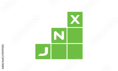 JNX initial letter financial logo design vector template. economics, growth, meter, range, profit, loan, graph, finance, benefits, economic, increase, arrow up, grade, grew up, topper, company, scale photo