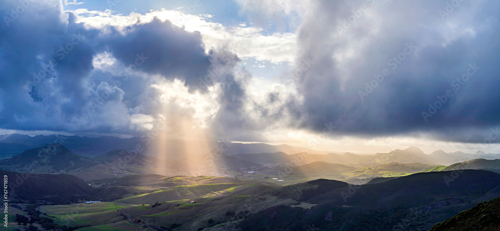 Sunlight beams in Valley Panorama