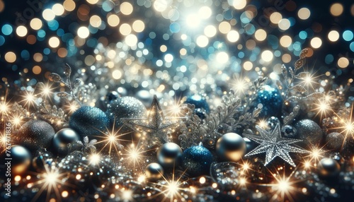 Enchanting Winter Wonderland with Sparkling Blue Christmas Decor