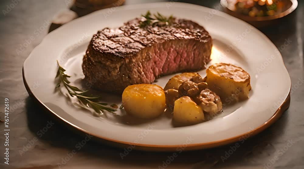 Grilles Steak on Plate, restaurant food menu Grilles Steak on Plate, restaurant food menu