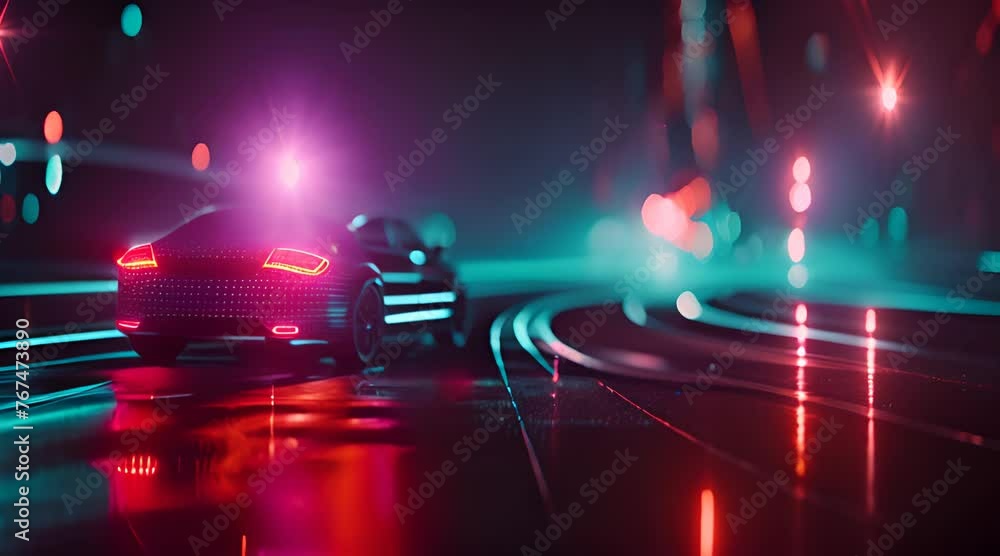 Futuristic Car Gliding on Neon Light Trails with Ai generated.
Futuristic Car Gliding on Neon Light Trails with Ai generated.