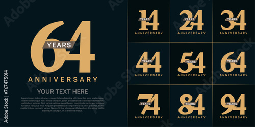 Set of Anniversary Logotype with brown ribbon, soft brown color can be use for special day celebration