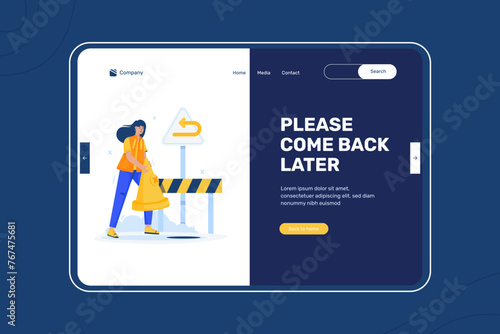 Return sign error message website illustration on landing page design