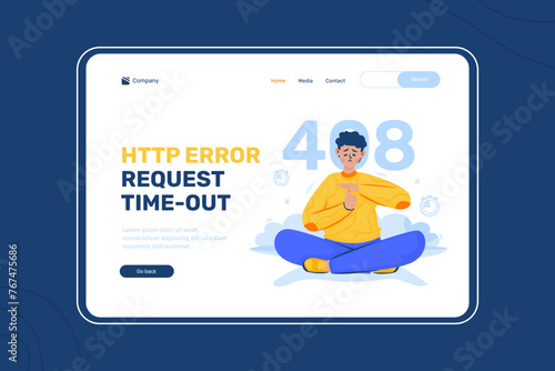 Error message 408 request time out illustration on landing page design