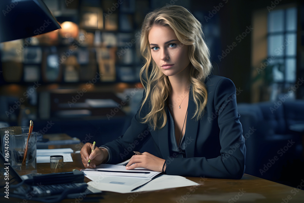 beautiful business woman working with paper documents on the table in the office. successful business. career growth in studies and business. beautiful business woman working with paper documents on the table in the office. successful business. career growth in studies and business.