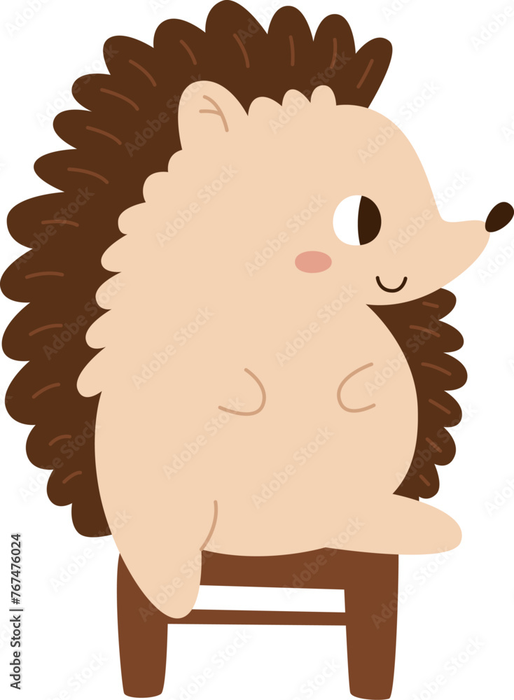 Hedgehog Sitting On Stool Hedgehog Sitting On Stool