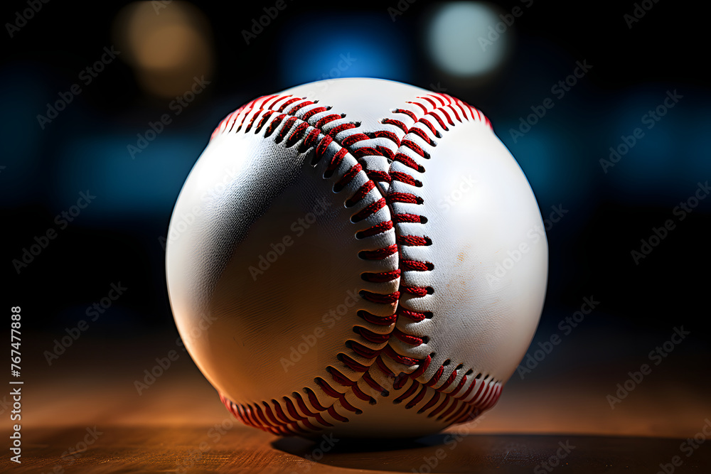 Baseball ball on a wooden table with dark background. Close up. Baseball ball on a wooden table with dark background. Close up.