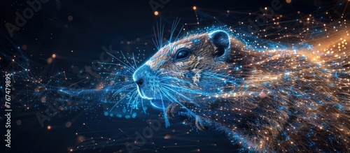 Abstract image of a groundhog in the form of a starry sky