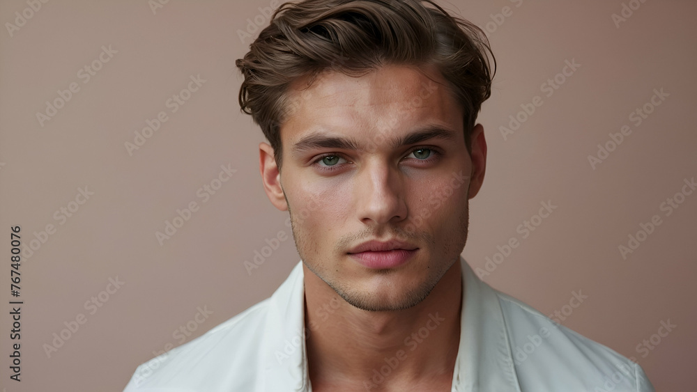Fototapeta premium close up portrait of a German man with clean fresh skin , Face care, Facial treatment, Cosmetology, beauty and spa 