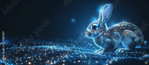 Digital polygon illustration of bunny photo