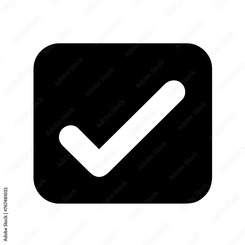 Black Check icon on a Transparent Background Black Check icon on a Transparent Background