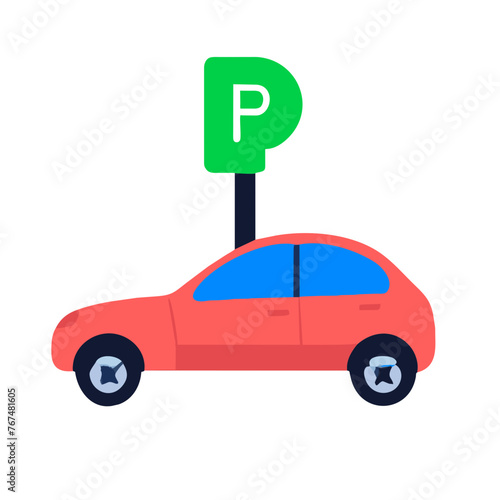 Car parking icon on a Transparent Background