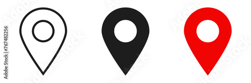 Location icon set, Map pin place marker. location pointer icon symbol in flat style. Red Location pin icon, Navigation sign photo