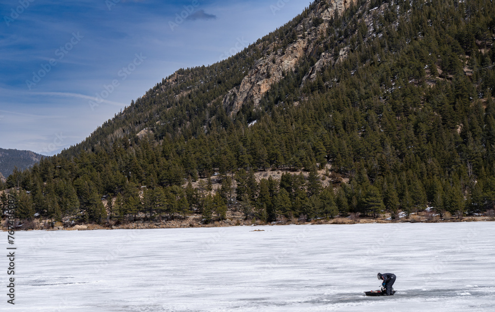 Ice Fisherman on a Colorado Lake