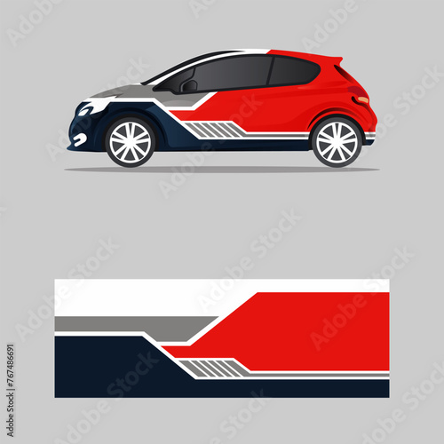 wrap  truck and cargo van sticker. Graphic Modern red geometric style background design