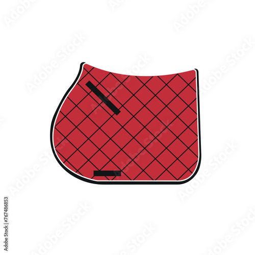 Vector flat horse equestrian saddle pad isolated on white background
