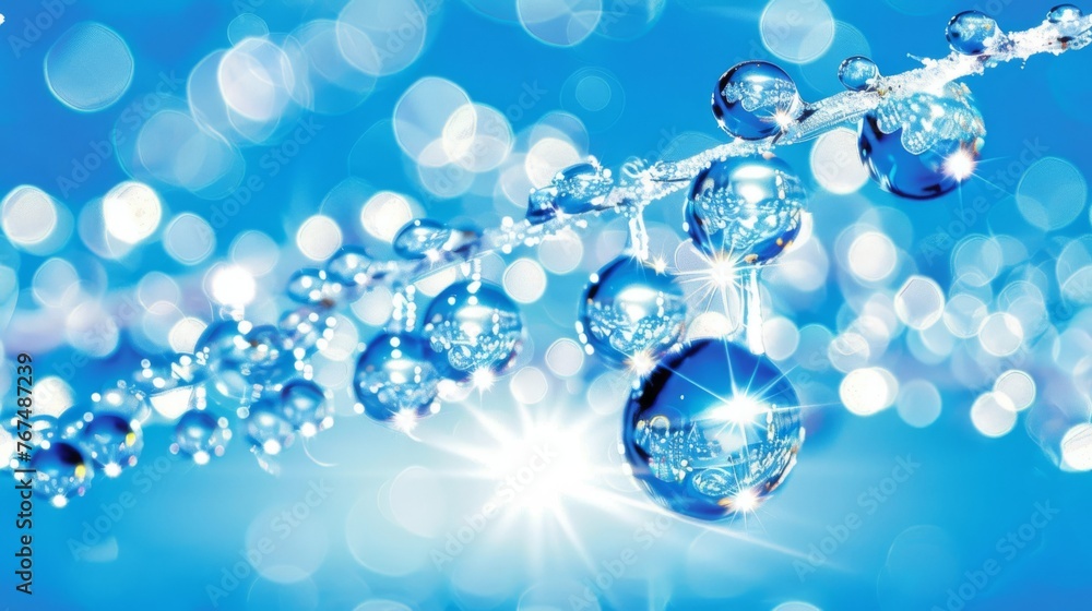 a close up of a water droplet on a branch with bokets of light in the back ground. a close up of a water droplet on a branch with bokets of light in the back ground.