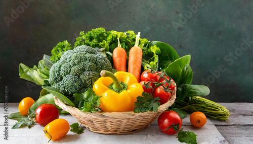 緑黄色野菜。野菜たっぷりイメージ。Green and yellow vegetables. An image full of vegetables.