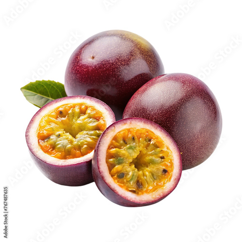 Passion fruit isolated on a transparent background.