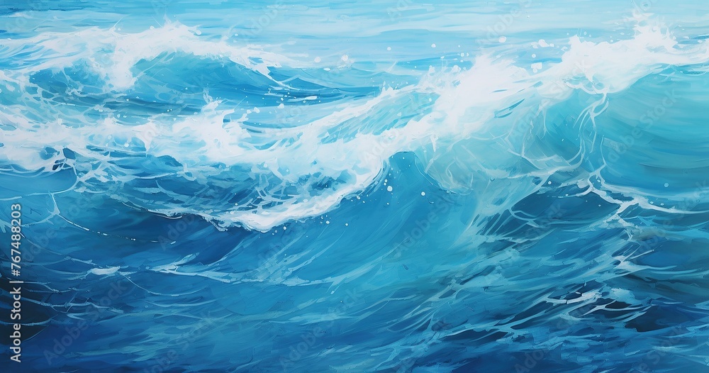 beautifull underwater view of ocean waves, water texture, close up, hyper realistic oil painting, in the style of abstract