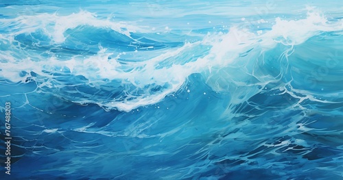 beautifull underwater view of ocean waves, water texture, close up, hyper realistic oil painting, in the style of abstract © ofri