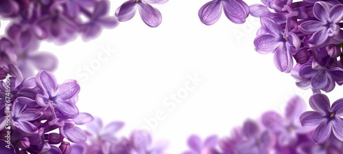 Lilac flowers double exposure greeting card template with floral background for text placement.
