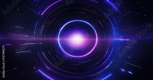 black hole, beautifull color background with beautifull rays of light, black silhouette spaceship flying towards the center of space, in the style of flat design with flat vector graphics
