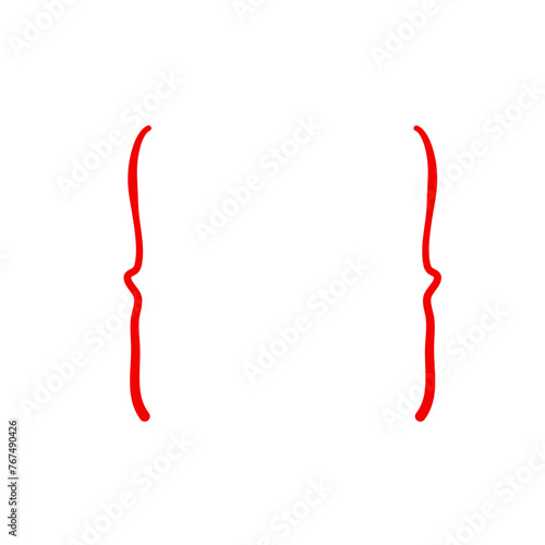 Hand drawn red brackets icon