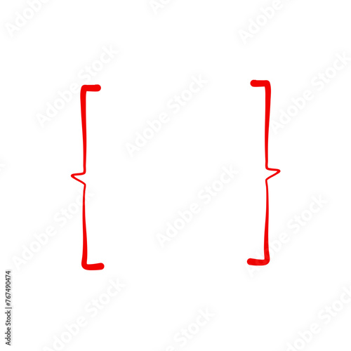 Hand drawn red brackets icon