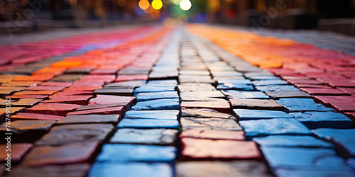 The game of light and shadow on the surface of colorful bricks, like a watercolor pattern creat