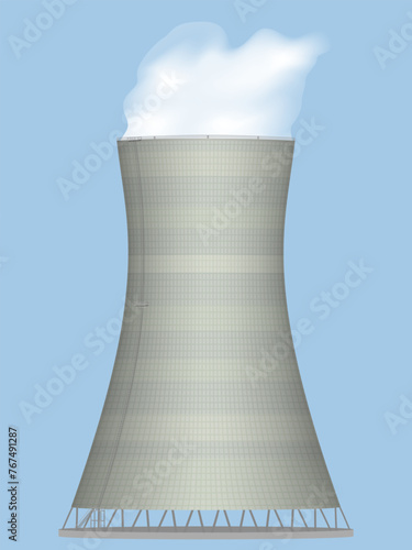 Nuclear cooling tower. Vector illustration.