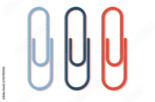 clips flat style metal clips top view aerial over transparent background