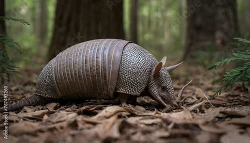 An Armadillo With Its Shell Camouflaged Against Th