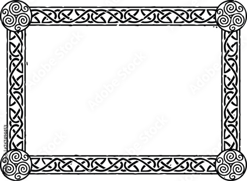 Rectangular Celtic Border Frame - Triskele Spirals