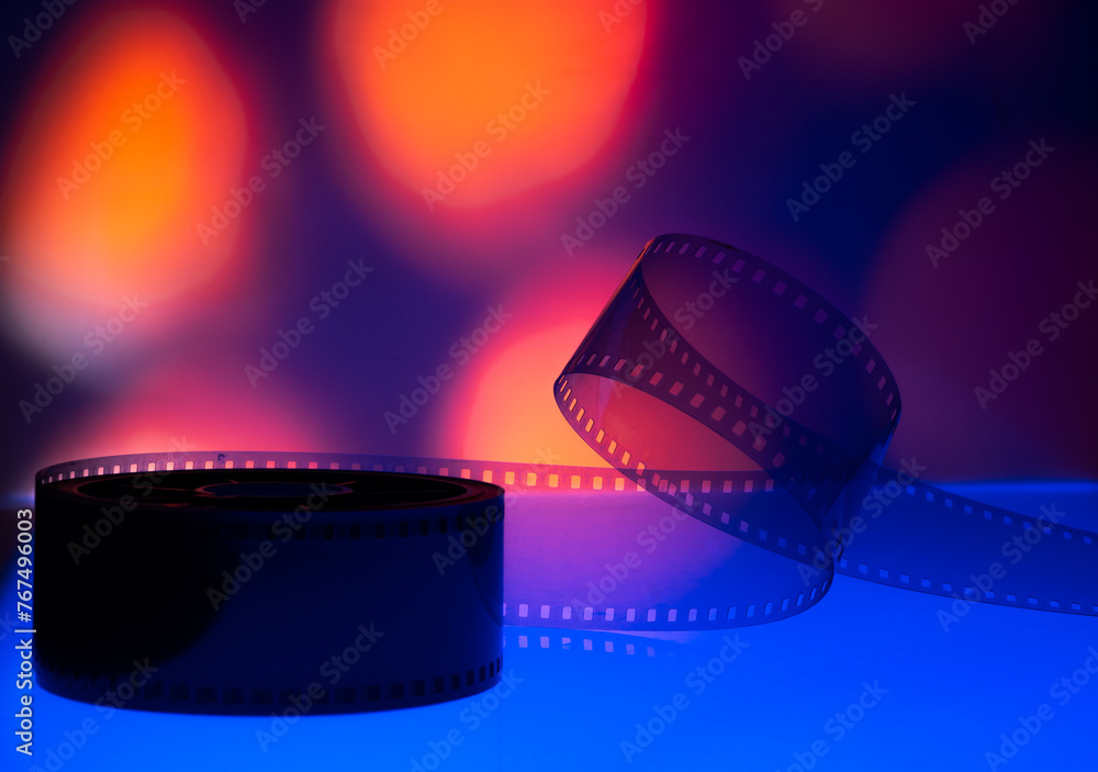 cinema background with film strip.color background with film strip