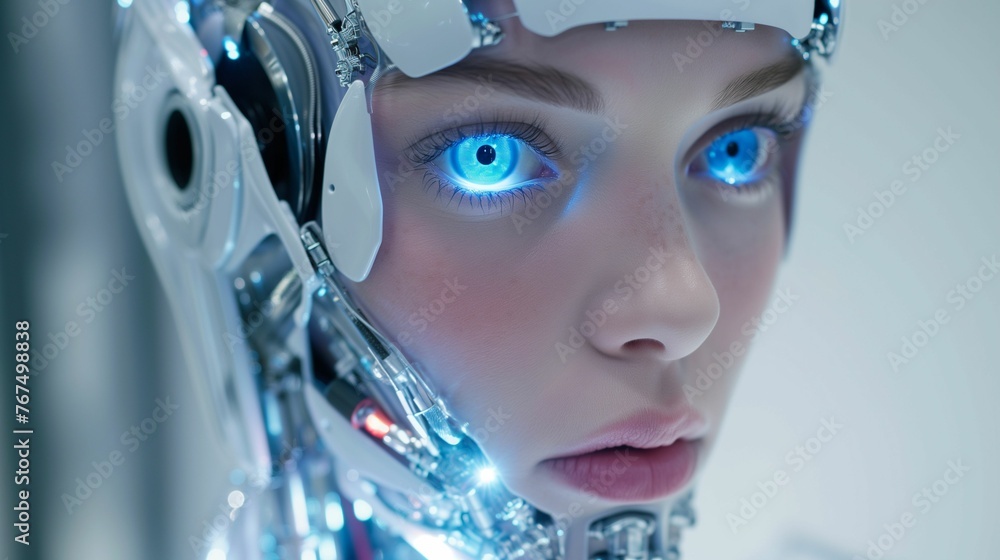Woman With Blue Eyes Looking at Something Woman With Blue Eyes Looking at Something